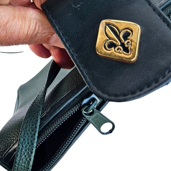 Vintage 1970s 1980s Faux Leather Handbag Purse Crossbody Green Womens - Picture 3 of 9